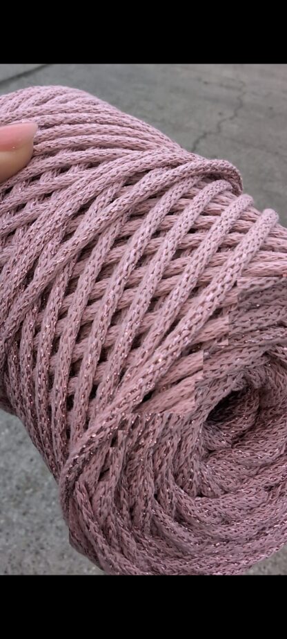 3mm braided cord (030) as Rose Quartz with Glitter - Image 2