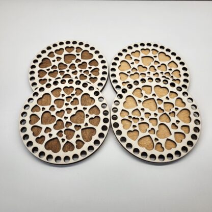 VALENTINE'S edition - Crochet stand 15cm ROUND WALNUT - cople